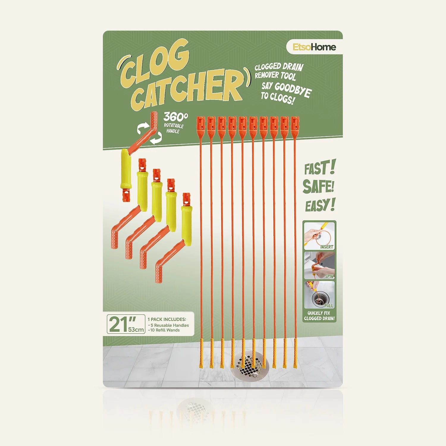 ClogCatcher™ drain clog remover