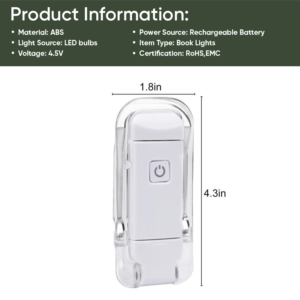 LED USB Rechargeable Book Reading Light