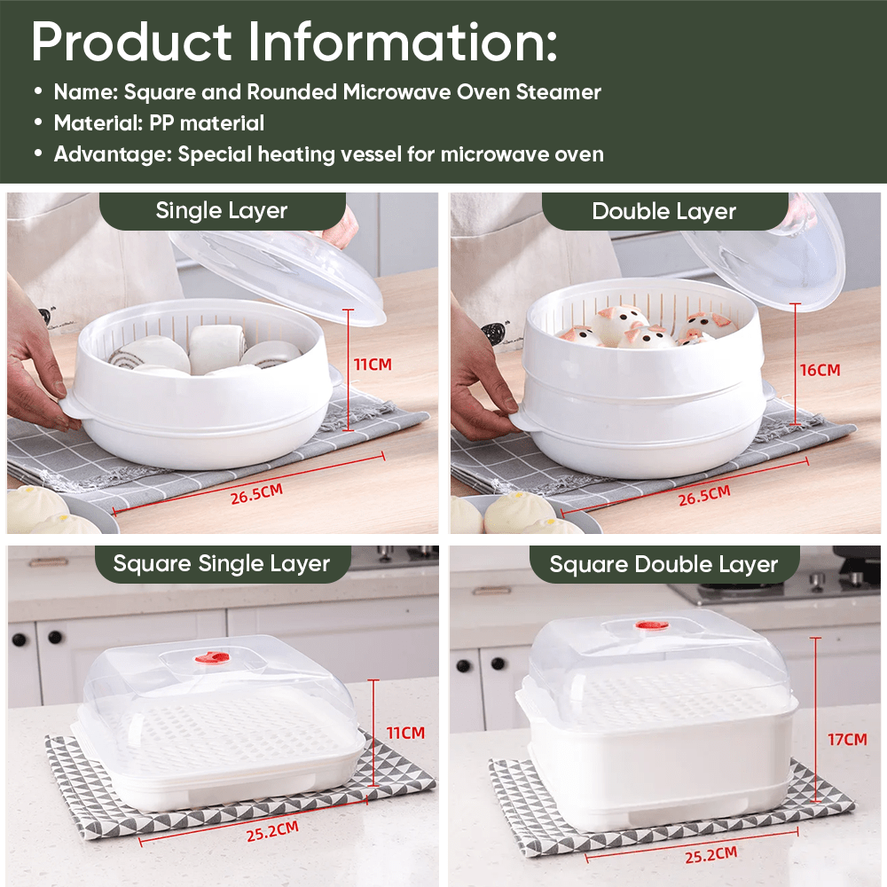 Multi-Layer Microwave Steamer with Lid