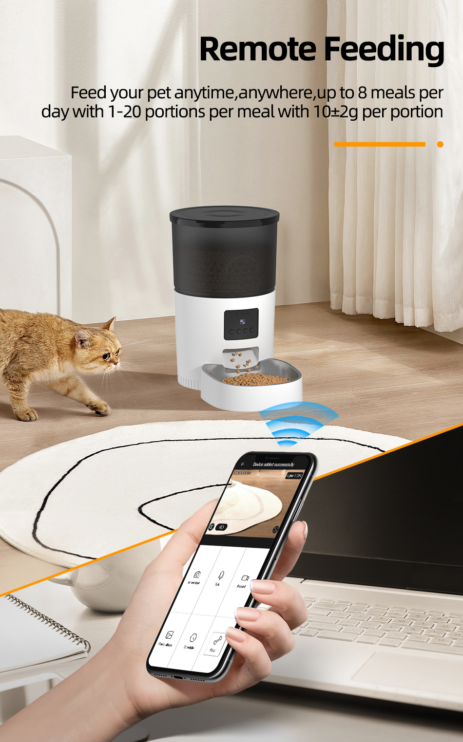 3L Automatic Pet Feeder Button Version Auto Cat Food Dispenser
