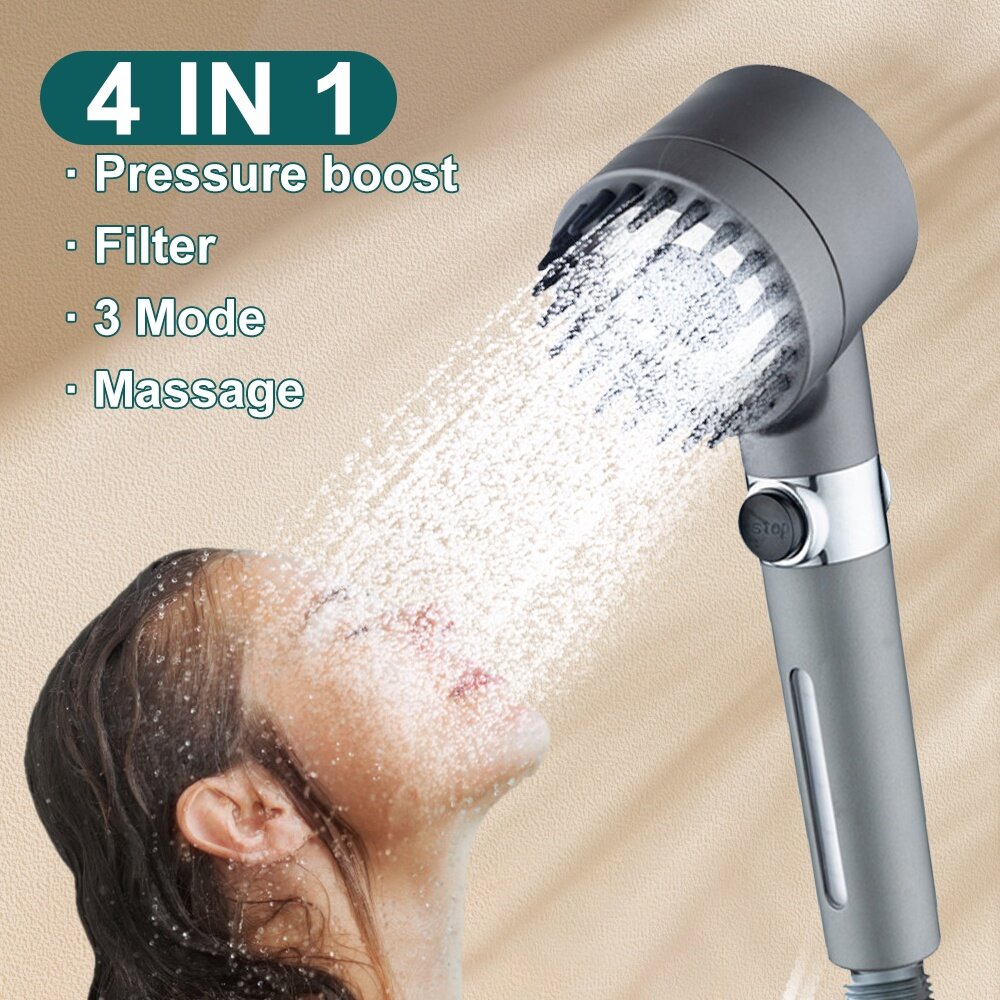 Massage 4-in-1 Shower Head - High Pressure &amp; Purification