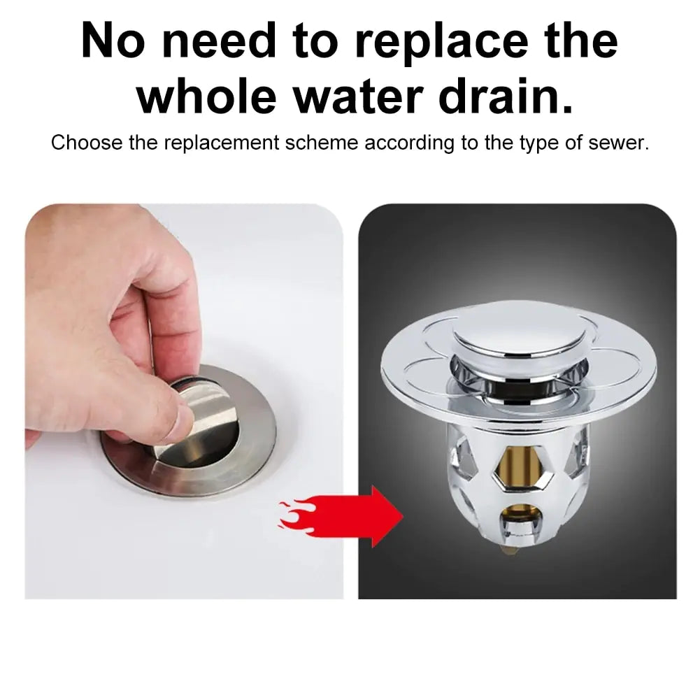 Stainless Steel  Pop-Up Bounce Core Basin Drain Filter