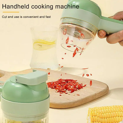 Portable 4 in 1 Handheld Electric Vegetable Slicer USB Rechargeable Food Processor Garlic Chili Onion Celery Ginger Meat Chopper