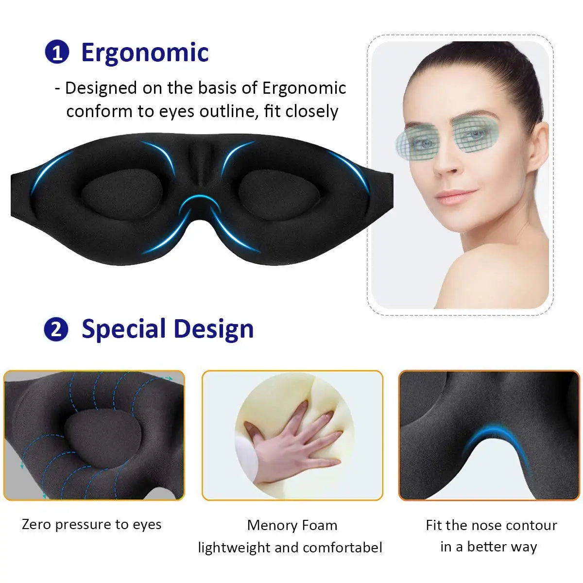 3D Contoured Sleeping Mask