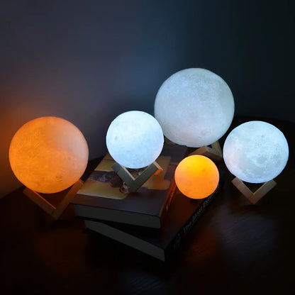 Rechargeable 3D Print Moon Lamp LED Night Light