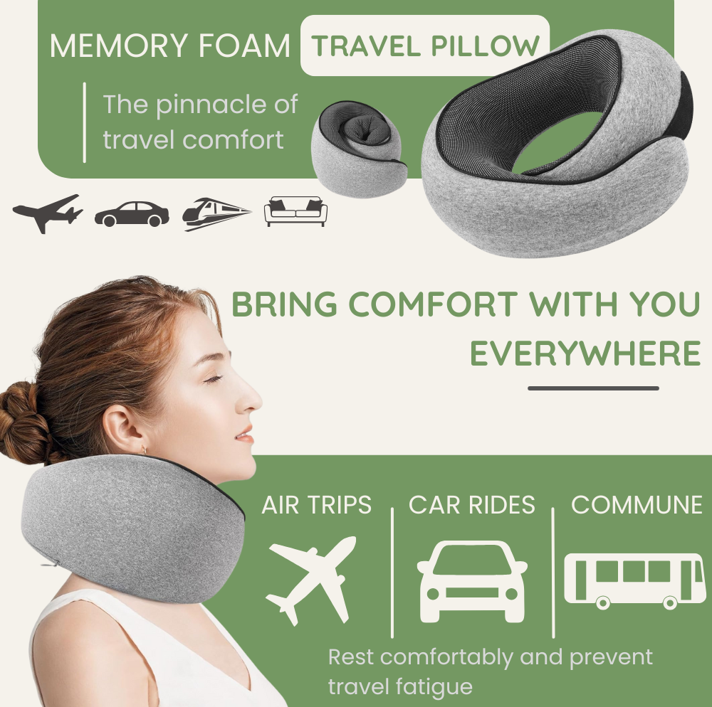 Memory Foam Travel Neck Pillow